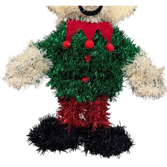 Retro Christmas Door Wall Hanging Decor Tinsel 15” ELF & GIFT BOX Set - Picture 5 of 11